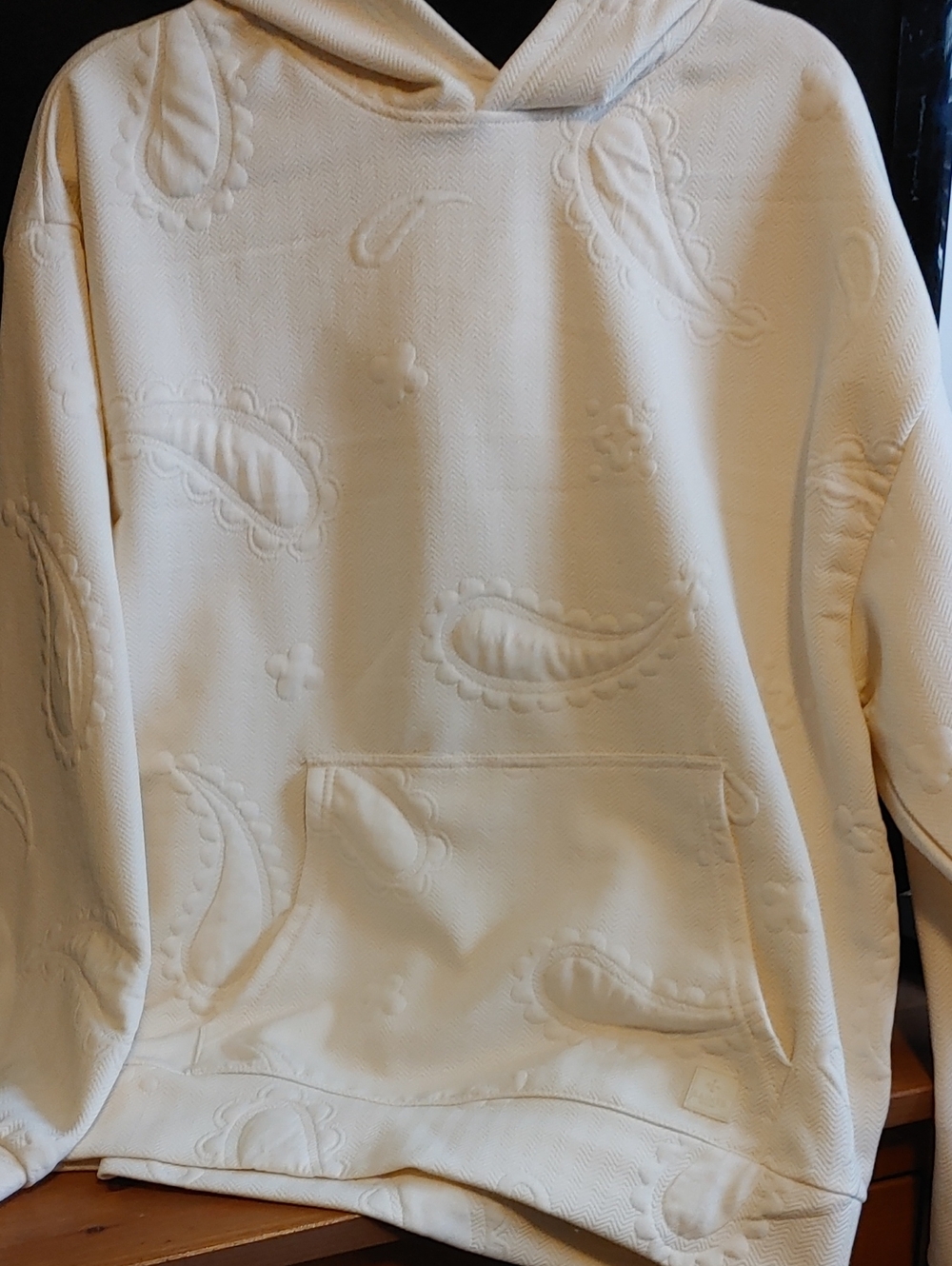 Cream Paisley Embossed Hoodie
